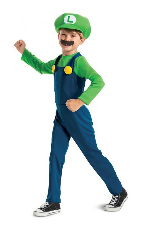Super Mario Luigi kostīms 7-8 gadus veciem bērniem