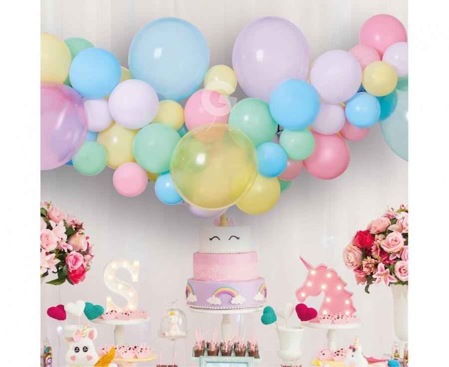 Krāsains mazuļa balons, balonu virtenes komplekts 65 gab.