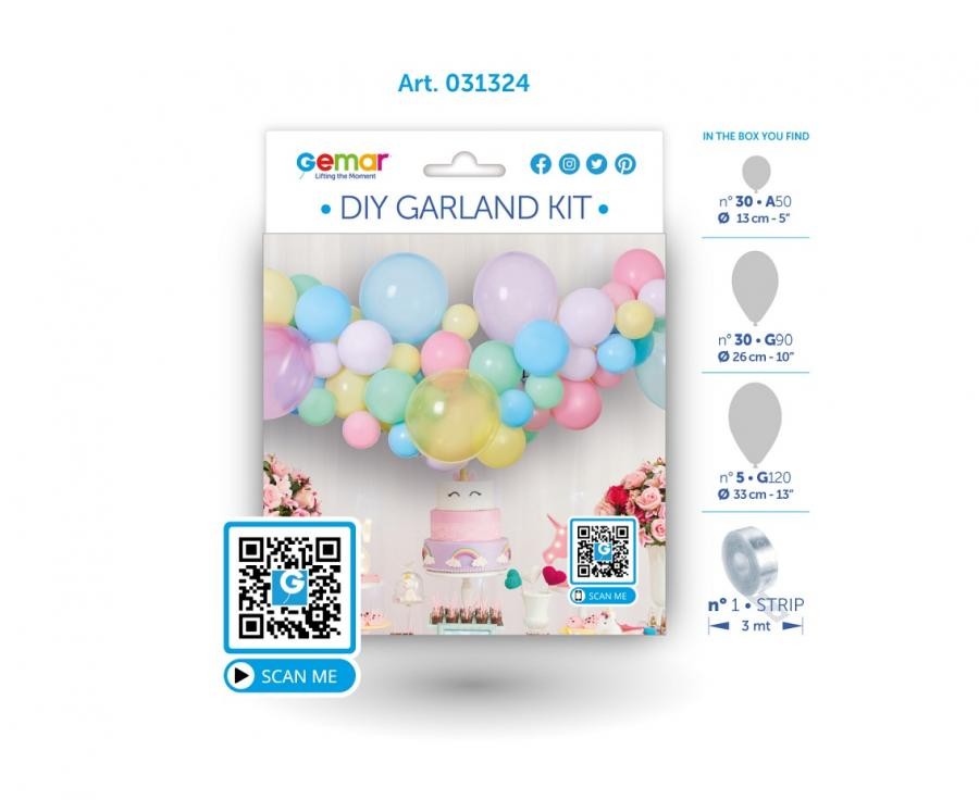 Krāsains mazuļa balons, balonu virtenes komplekts 65 gab.