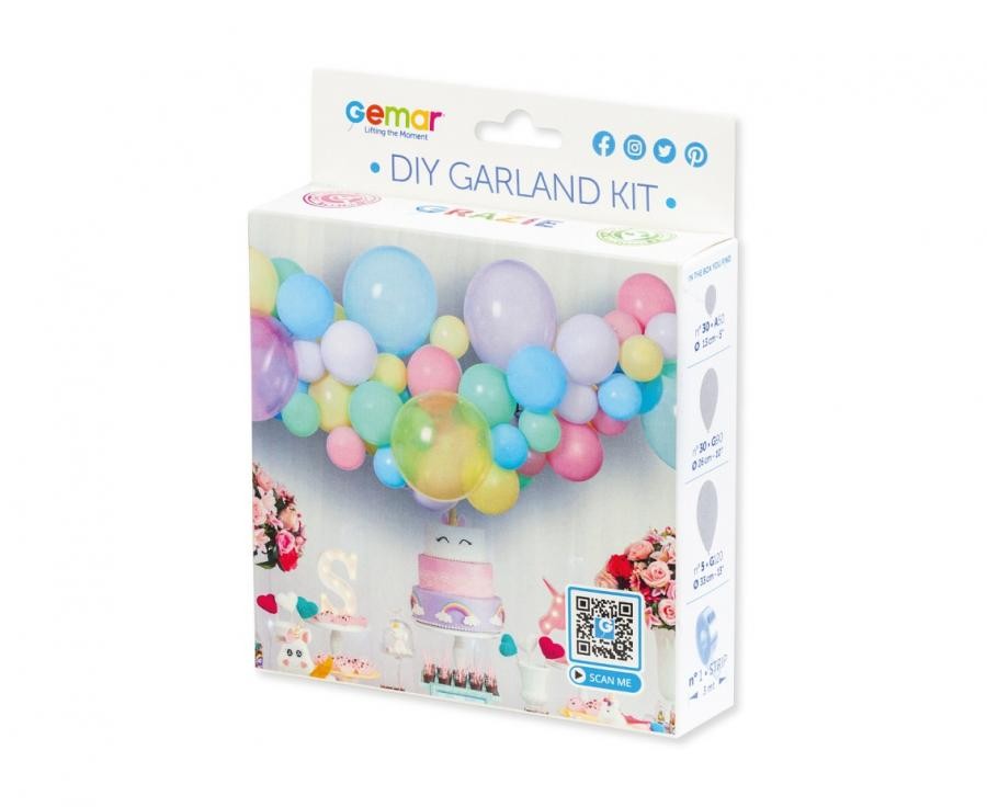 Krāsains mazuļa balons, balonu virtenes komplekts 65 gab.