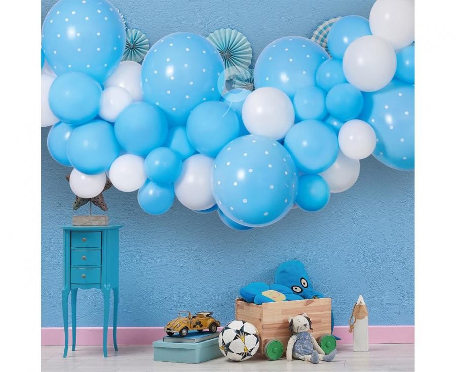 Balonu virteņu komplekts Baby Baby Blue, 65 gab.