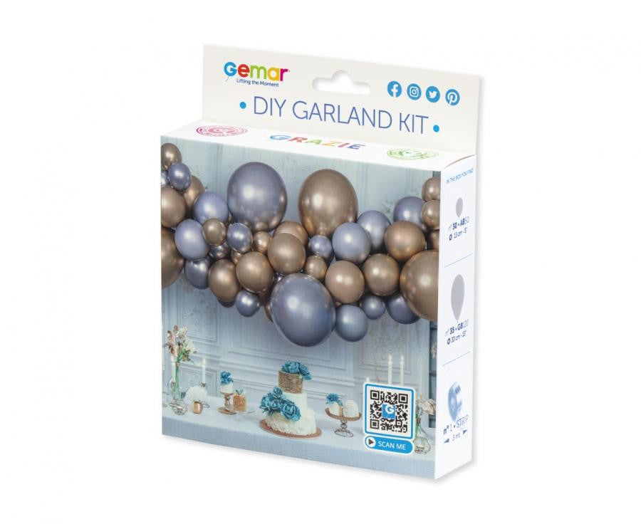 Sudrabaini zelta krāsas balons, balonu virtenes komplekts 65 gab.