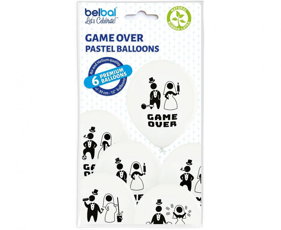 Kāzu "Game Over" baloni, 6 gabali, 12 collas (30 cm)