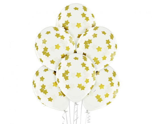 Krāsainās zvaigznes, zvaigžņu baloni, balonu komplekts 6 gab. 30 cm (12 collas)