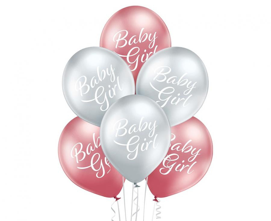 Baby Girl spīdīgi baloni, 6 gab. 12 collas (30 cm)
