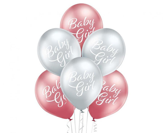 Baby Girl spīdīgi baloni, 6 gab. 12 collas (30 cm)