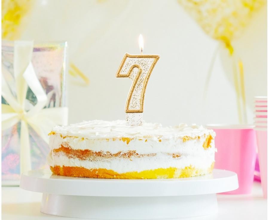 Zelta sveču komplekts "Cipars 7", kūkas svece