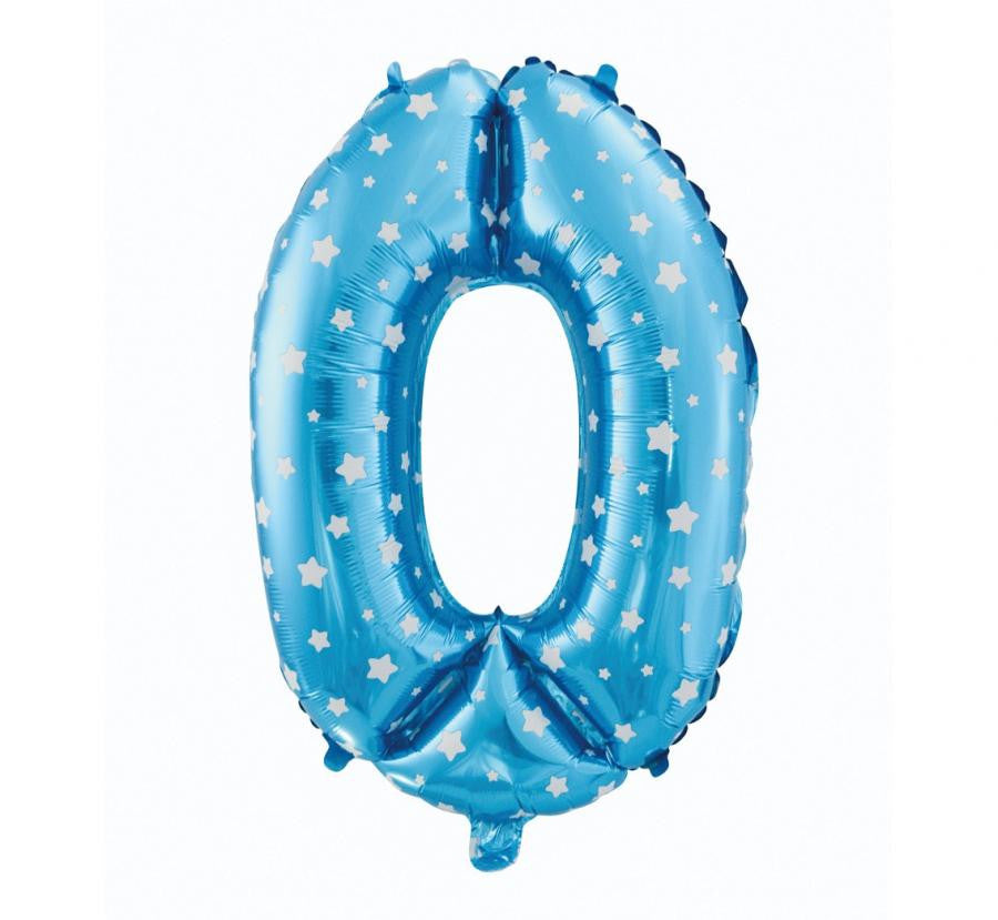 Folijas balons "Cipars zils" ar zvaigznēm, 61 cm