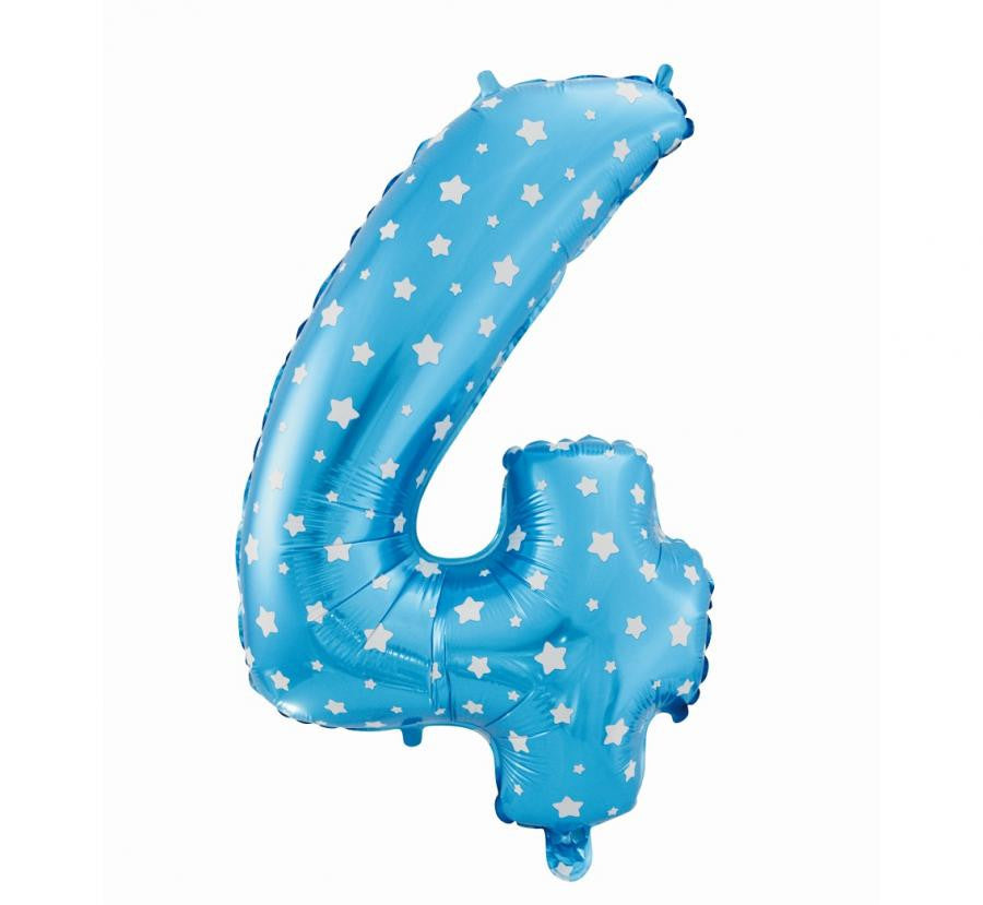 Folijas balons "Cipars zils" ar zvaigznēm, 61 cm