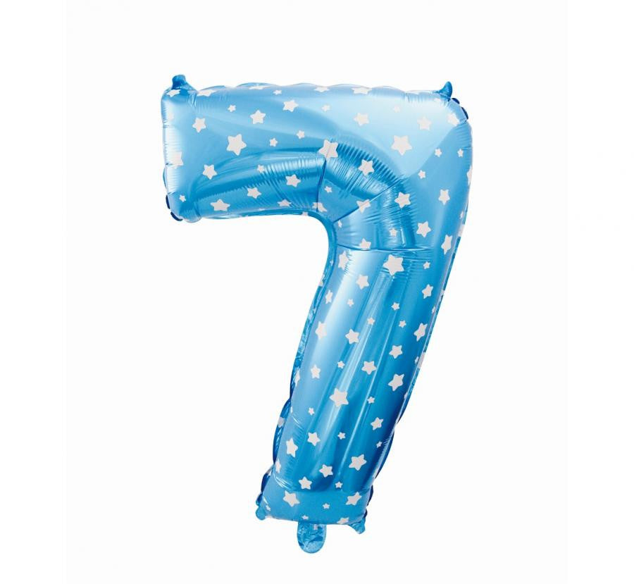 Folijas balons "Cipars zils" ar zvaigznēm, 61 cm