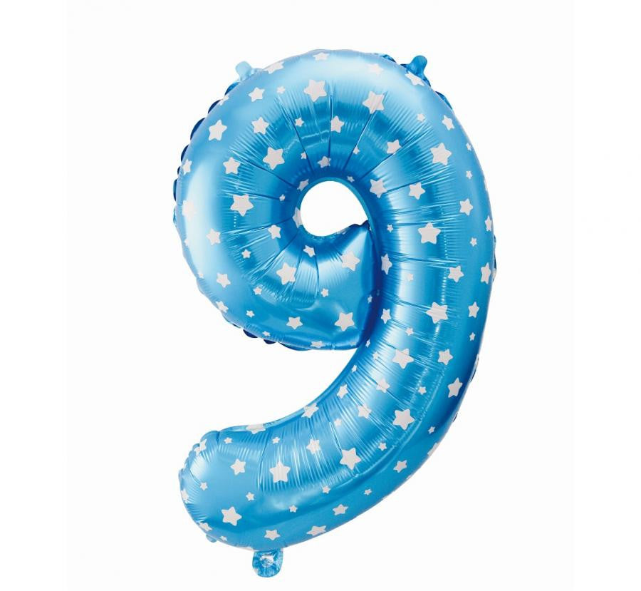 Folijas balons "Cipars zils" ar zvaigznēm, 64 cm