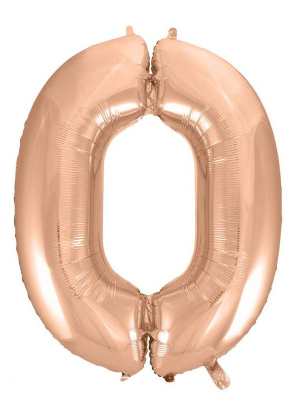 Folijas balons "Cipars 0" rozā zelta krāsā, 92 cm