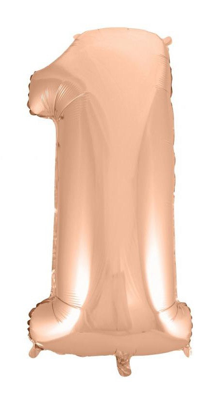 Folijas balons "Cipars 1", 92 cm, rozā zelta krāsā