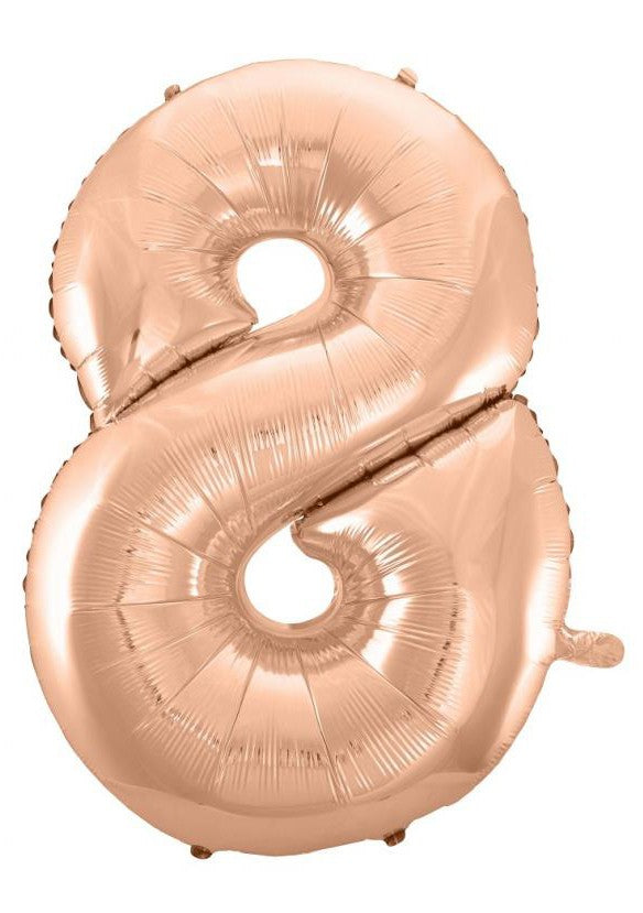Folijas balons "Cipars 8" ar rozā zelta krāsu, 92 cm