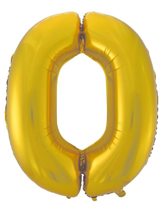 Zelta krāsas folijas balons "Cipars 0" 92 cm