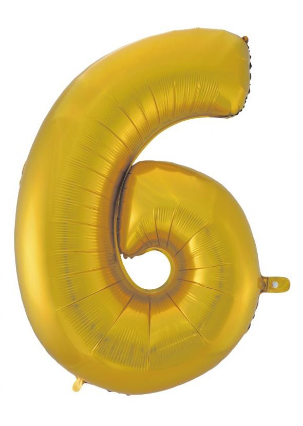 Folijas balons "Cipars 6", 92 cm, zelta krāsā