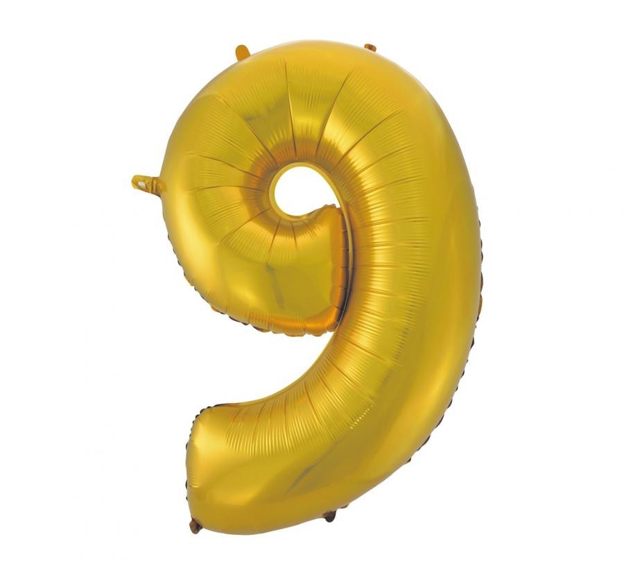 Folijas balons "Cipars 9", 92 cm, zelta krāsā
