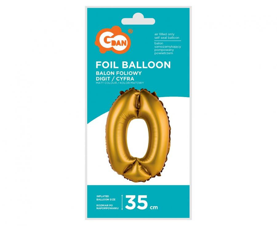 Folijas balons "Cipars Zeltains" 35 cm, matēti zelta krāsā