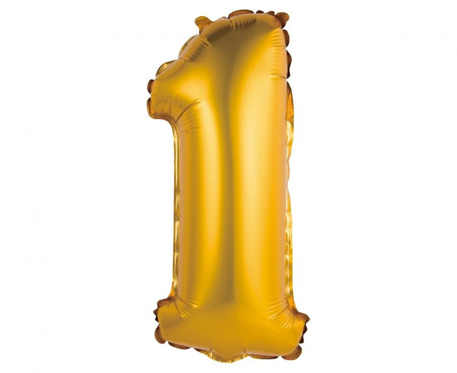 Folijas balons "Cipars Zeltains" 1 mini, 35 cm, matēti zelta krāsā