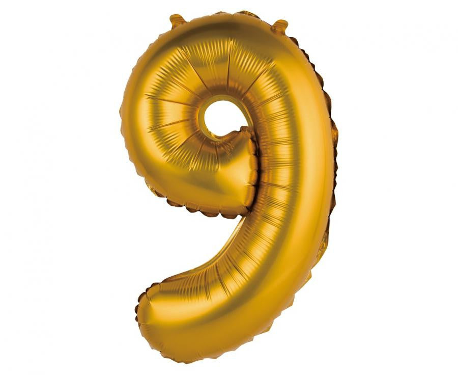 Folijas balons "Cipari Zeltaini Matēti Zeltaini" 9 mini cipari, 35 cm