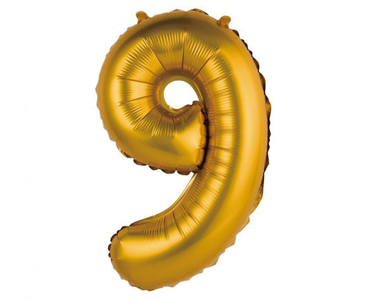 Folijas balons "Cipari Zeltaini Matēti Zeltaini" 9 mini cipari, 35 cm
