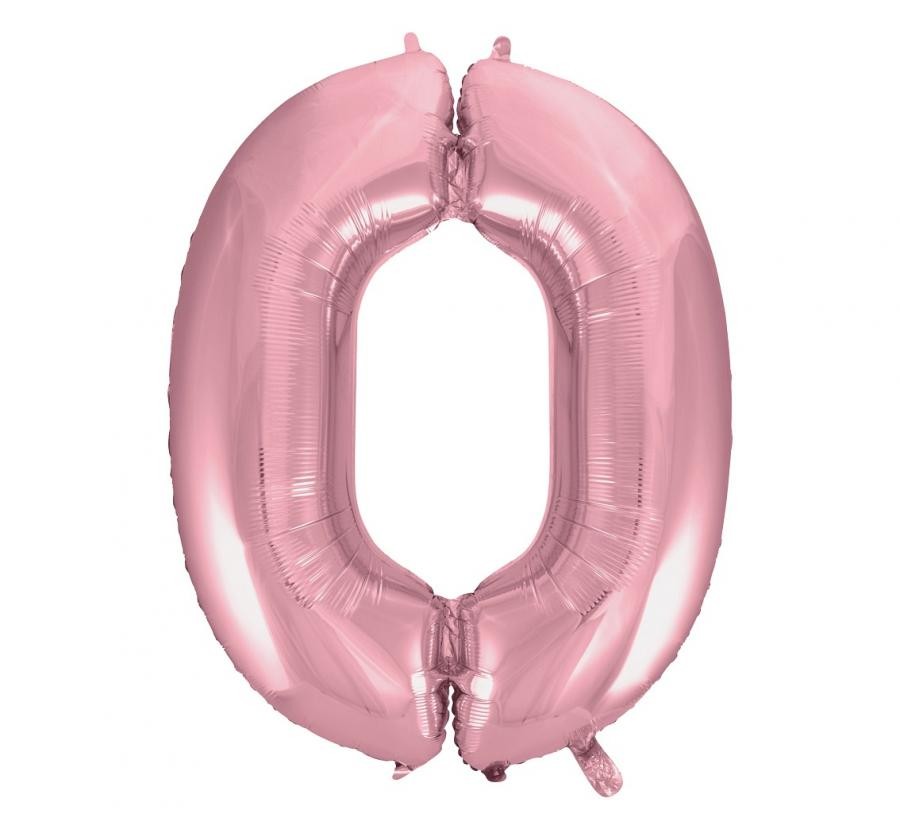 Folijas balons, gaiši rozā, 92 cm, cipars 0