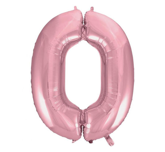 Folijas balons, gaiši rozā, 92 cm, cipars 0