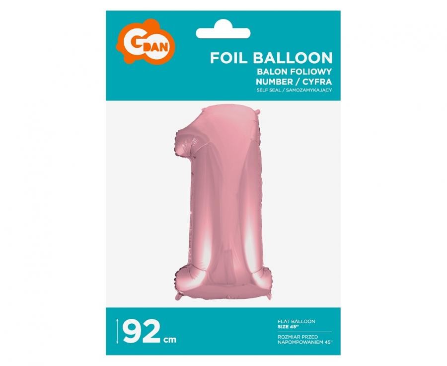 Folijas balons "Cipars gaiši rozā", 92 cm