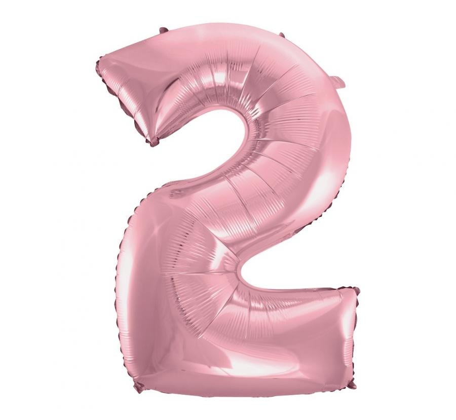 Folijas balons "Cipars gaiši rozā", rozā "Cipars 2", 92 cm