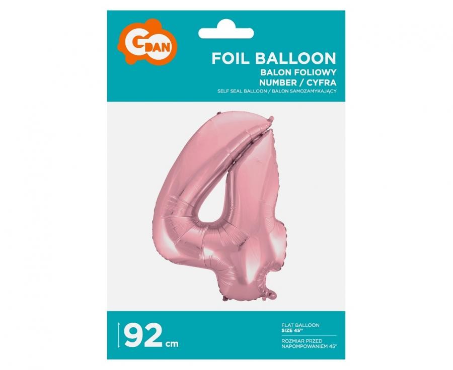 Folijas balons "Cipars gaiši rozā", 92 cm