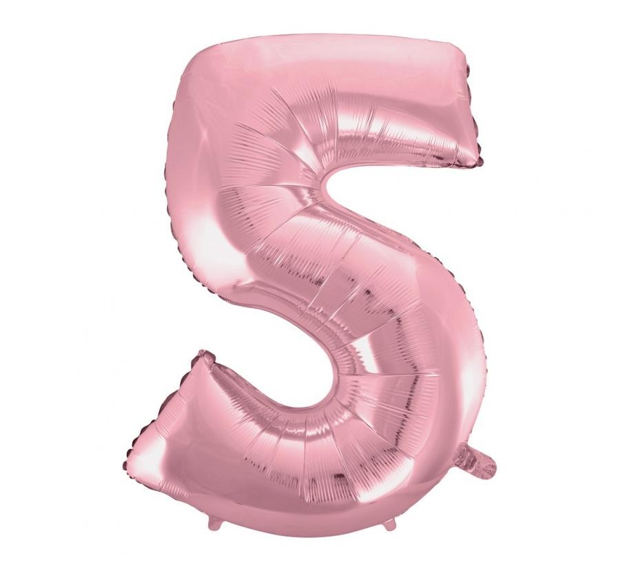 Folijas balons "Cipars 5", 92 cm, gaiši rozā