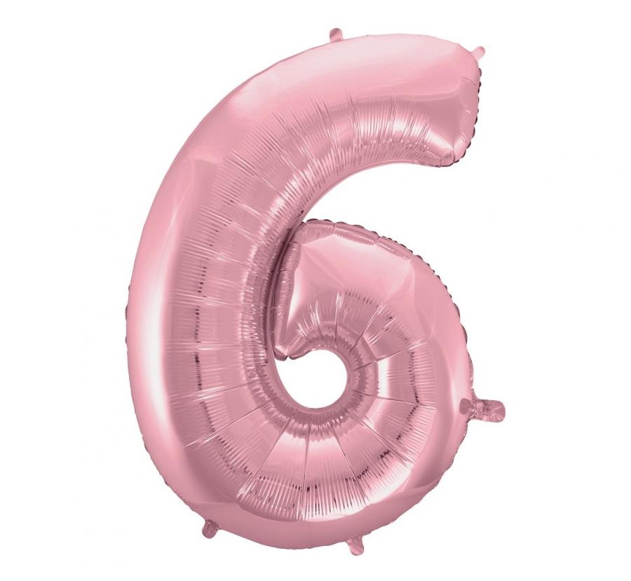 Folijas balons "Cipari gaiši rozā", 6 cipari, 92 cm