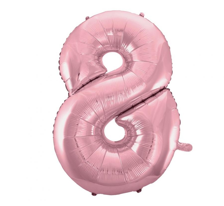 Folijas balons "Cipars 8", 92 cm, gaiši rozā