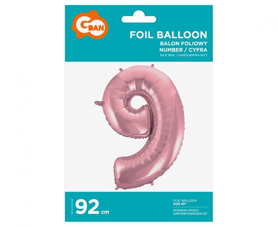Folijas balons "Cipars gaiši rozā", 92 cm