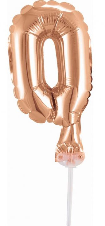 Folijas balons kūkai "Cipars 0" rozā zelta krāsā, 13 cm