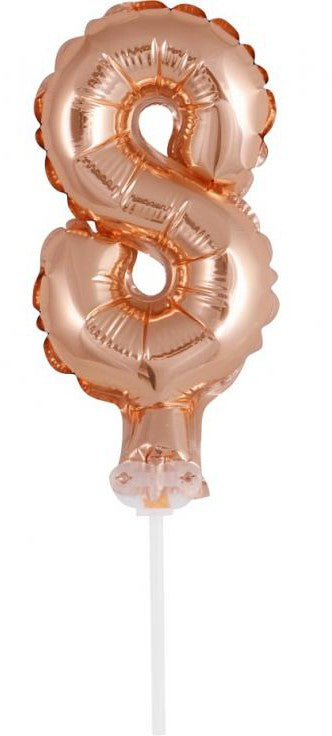 Folijas balons kūkai "Cipars 8", 13 cm, rozā zelta krāsā