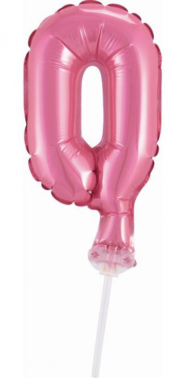 Rozā krāsas folijas balons kūkai ar skaitli 0, 13 cm