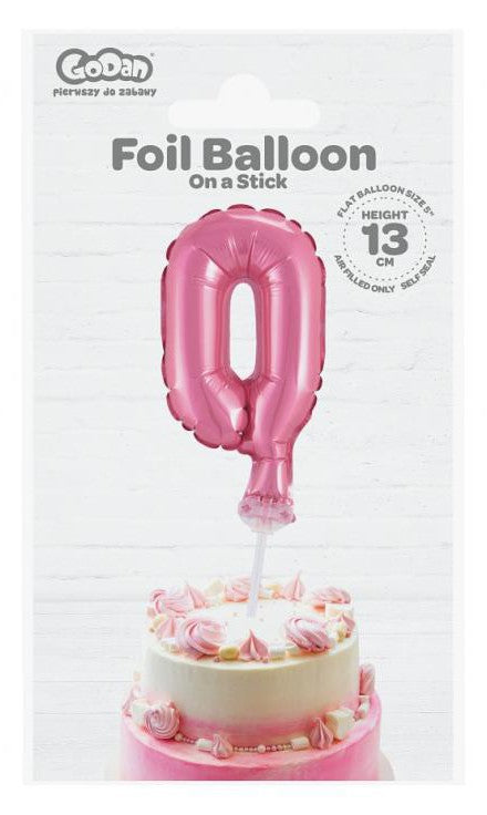Rozā krāsas folijas balons kūkai ar skaitli 0, 13 cm