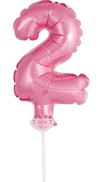 Rozā folijas dekoratīvais balons kūkai "Cipars rozā" 13 cm
