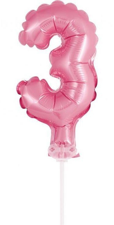 Folijas balons kūkai "Cipars rozā" 13 cm
