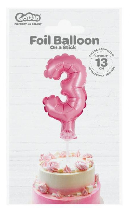 Folijas balons kūkai "Cipars rozā" 13 cm