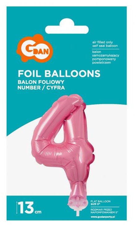 Folijas balons kūkai "Cipars rozā" 13 cm