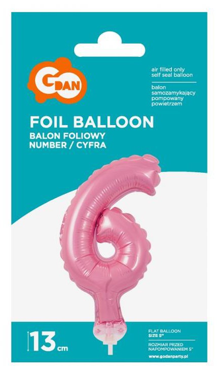 Folijas balons kūkai "Cipars rozā" 13 cm