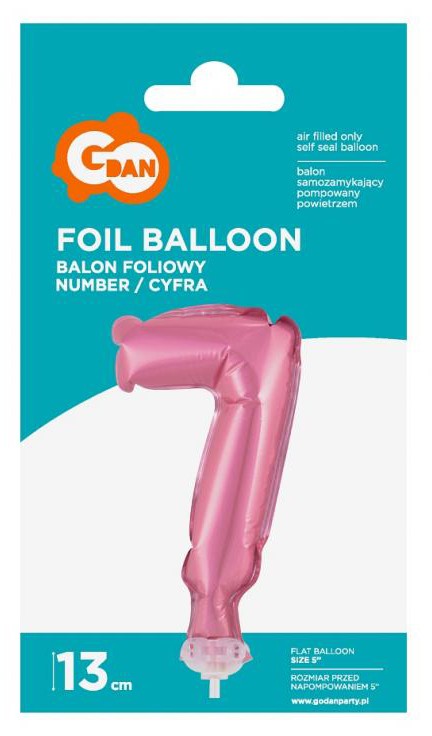 Folijas balons kūkai "Cipars rozā" 13 cm