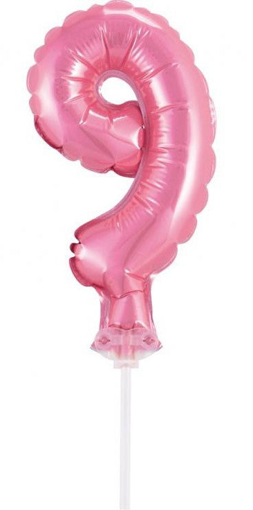 Folijas balons "Cipars 9", 13 cm, rozā
