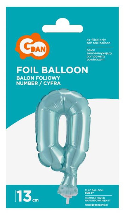 Folijas balons kūkai "Cipars gaiši zils", 13 cm