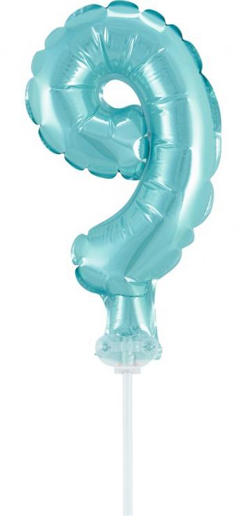 Folijas balons "Cipars 9", gaiši zils, 13 cm