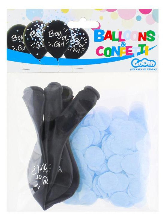 Ballīšu puisis vai meitene, baloni, pildīti ar zilu konfeti, 4 gab. 12 collas (30 cm)