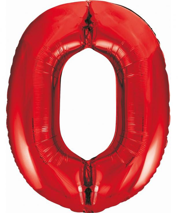 Folijas balons "Sarkans, sarkans, skaitlis 0", 85 cm