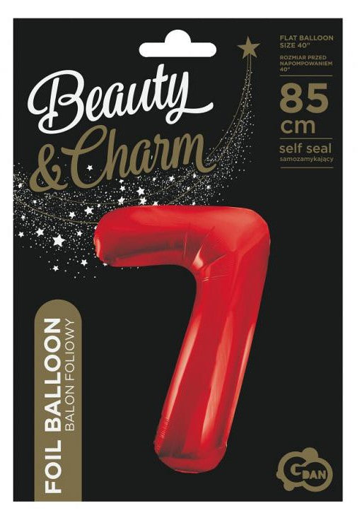 Folijas balons "Sarkans cipars 7", 85 cm